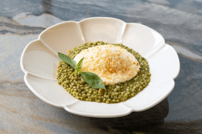 Green Buckwheat / Poached Egg / Parmesan Espuma