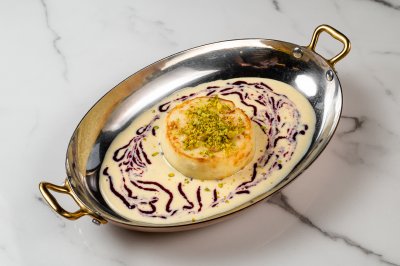 Syrnik with Anglaise cream and berry mousse